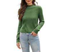 Pull à col montant pour femme - Col roulé - Manches longues - Doux - Pour intérieur et extérieur - Cadeau de Noël, Vert, XL