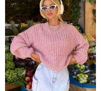 Pull à col montant pour femmes, épaules tombantes et grosses mailles Taille UniqueTricots