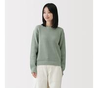 Pull à col ras du cou en tricot de coton mélangé pour femme Blanc Cassé L