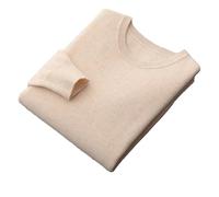 Pull À Col Ras du Cou pour Homme 100% Pure Laine Mérinos Haut Fin Automne Et Hiver Beige M