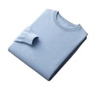 Pull à col rond 100 % laine mérinos pour homme Couleur unie Sans couture Pull basique, bleu ciel, M