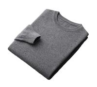 Pull à col rond 100 % laine mérinos pour homme Couleur unie Sans couture Pull basique, Gris foncé 9., L