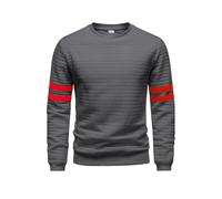 Pull à col rond à petits carreaux pour homme - Tricoté ample - Manches longues - Anime - Veste en jean, gris foncé, 3XL