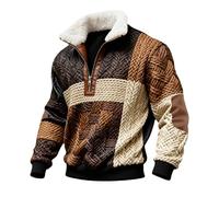 Pull à col rond en polaire pour homme avec fermeture éclair quart de col cadet Christ Muscle Tops Patch Pull d'hiver, rose gold, S