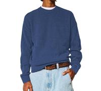 Pull à col rond en velours côtelé pour homme - Uni - Style décontracté - Manches longues - Coupe ample - Patchwork - Sweatshirt ample pour homme - Épaules tombantes - Coupe ample - Streetwear, noir