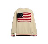 Pull à col rond et drapeau Americana femme Superdry Athletic Essentials Beige L