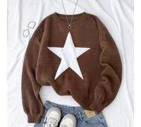Pull à col rond et épaules tombantes avec motif étoiles pour adolescente, tenue assortie pour frères et sœurs, pull étoiles décontracté pour tous les jours en automne/hiver 14Y,13Y,16Y,15YGéométriqueP