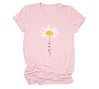 Pull à col rond pour femme - Imprimé pâquerettes - Coupe ample - Décontracté chic - Printemps/été - T-shirt confortable pour la course à pied - T-shirt athlétique formel super doux - Confortable et