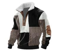 Pull à col rond pour homme en polaire avec fermeture éclair quart de cercle et col cadet Christ Muscle Tops Patch Pull à manches longues Sweat-shirt décontracté, jaune clair, XL