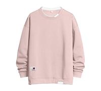 Pull à col rond pour homme - Sweat-shirt à manches longues et épaules tombantes - Pull décontracté sans capuche pour adolescent - Pull unisexe ample tendance, rose, XL