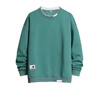 Pull à col rond pour homme - Sweat-shirt à manches longues et épaules tombantes - Pull décontracté sans capuche pour adolescent - Pull unisexe ample tendance, Vert, L
