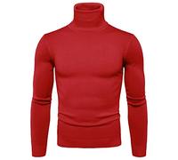 Pull À Col Roulé Doux Et Solide pour Hommes Automne Et Hiver Flexibilité Couleur Unie Haut Près du Corps Pull Mince,Pull Col Roulé Homme,Pull Chauffant Homme,Pull Slim pour Homme (RD2, L)