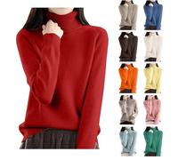 Pull à col roulé en cachemire pour femme - Pull surdimensionné à manches longues pour l'automne et l'hiver - Chandail en tricot doux et habillé 2025, Rouge, Taille 4XL