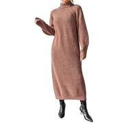 Pull à col roulé en tricot côtelé à manches longues pour femme | Forme spacieuse, texture verticale, longueur mollet, facile à enfiler, manches complètes, finition soignée, tenue saisonnière