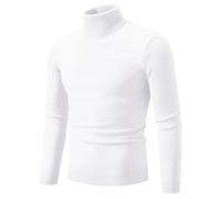 Pull à col roulé épais pour homme - Col roulé - Qualité - Chaud et fin, blanc, 3XL