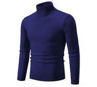 Pull à col roulé épais pour homme - Col roulé - Qualité - Chaud et fin, bleu marine, XXL