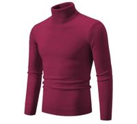 Pull à col roulé épais pour homme - Col roulé - Qualité - Chaud et fin, Win Red, XL