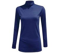 Pull à col roulé extensible à manches longues pour femme Uni 36-54, bleu marine, 52-54
