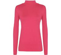 Pull à col roulé extensible à manches longues pour femme Uni Tailles 36 à 54, fuchsia, 52-54