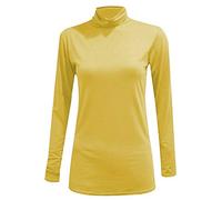 Pull à col roulé extensible à manches longues pour femme Uni Tailles 36 à 54, jaune, 52-54