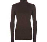 Pull à col roulé extensible à manches longues pour femme Uni Tailles 36 à 54, marron, 52-54