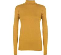 Pull à col roulé extensible à manches longues pour femme Uni Tailles 36 à 54, moutarde, 44/46