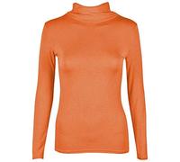 Pull à col roulé extensible à manches longues pour femme Uni Tailles 36 à 54, Orange, 52-54