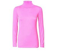 Pull à col roulé extensible à manches longues pour femme Uni Tailles 36 à 54, rose bébé, 52-54