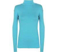 Pull à col roulé extensible à manches longues pour femme Uni Tailles 36 à 54, turquoise, 44/46