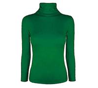 Pull à col roulé extensible à manches longues pour femme Uni Tailles 36 à 54, Vert jade, 52-54