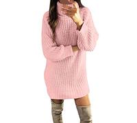 Pull A Col Roulé Femme, Pull Tricot Torsadé Femme, Robe Courte DéContractéE Women, sous Vetement Thermique Polaires De Sport CheminéE éLéGant Sweat Long Haut Mini