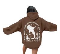 Pull à col roulé fin pour femme - Pull à capuche tendance avec imprimé de style océan - Manches longues - Pour un usage quotidien décontracté - Parfait pour l'automne et l'hiver - Sweat à capuche