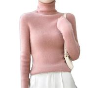 Pull à col roulé pour femme ajusté basique pull-over 100% laine mérinos douce tricotée haut, Pnnrk, XL