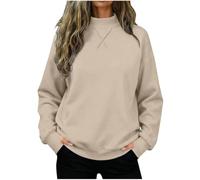 Pull à col roulé pour femme en micropolaire avec trou pour le pouce | Pull thermique à col roulé - Pour l'automne et l'hiver - T-shirt de sport décontracté - Couleur unie - Manches longues