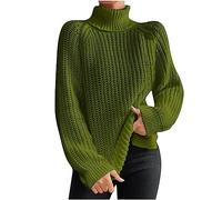 Pull à col roulé pour femme - Tricot ample - Tricot épais - Mode d'hiver - Tissage torsadé - Pull à manches longues, Taille M