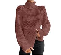 Pull à col roulé pour femme - Tricot ample - Tricot épais - Mode d'hiver - Tissage torsadé - Pull à manches longues, Taille XL