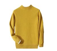 Pull à col roulé pour homme - 100 % laine - Super épais - Pull froid nécessaire, jaune moutarde, L
