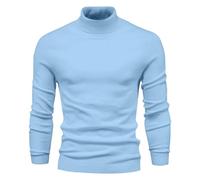 Pull à col roulé pour homme - Décontracté - Basique - Tricot thermique - Col haut - Pour garder au chaud, bleu ciel, L