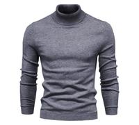 Pull à col roulé pour homme - Décontracté - Basique - Tricot thermique - Col haut - Pour garder au chaud, gris foncé, 4XL
