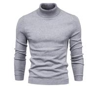 Pull à col roulé pour homme - Décontracté - Basique - Tricot thermique - Col haut - Pour garder au chaud, gris, M