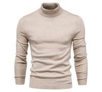 Pull à col roulé pour homme - Décontracté - Basique - Tricot thermique - Col haut - Pour garder au chaud, kaki, XXL