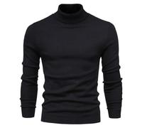 Pull à col roulé pour homme - Décontracté - Basique - Tricot thermique - Col haut - Pour garder au chaud, Noir , XXL