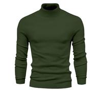 Pull à col roulé pour homme - Décontracté - Basique - Tricot thermique - Col haut - Pour garder au chaud, vert militaire, XL