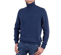Pull à col roulé pour homme en cachemire mélangé fabriqué en Italie Pull à col roulé à manches longues en double fil automne hiver pull noir beige blanc gris garçon polo d'hiver, Bleu chiné, Medium