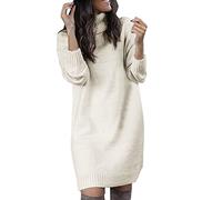 Pull à col roulé tendance pour femme - Pull long en tricot - Manches longues - Basique - Sans capuche - Automne - Hiver - Couleur unie - Pull de travail surdimensionné - Loisirs, O blanc., XXL