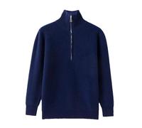 Pull à col zippé mi-hauteur pour homme, bleu, XXL