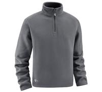 Pull à demi-fermeture éclair pour homme - Polaire lourde - Thermique - Tendance - Décontracté - Couleur unie - Pour entraînement et course à pied, gris, 4XL