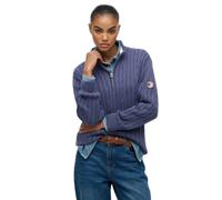 Pull Ã demi-zip en maille torsadÃ©e dÃ©contractÃ© femme Superdry Bleu L