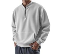 Pull à fermeture éclair 1/4 pour homme - Manches longues - Sans capuche - Avec fermeture éclair et poche à sangle - Pour homme - Coupe ample - Automne - Travail avec col montant - Couleur unie, Light