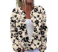 Pull à imprimé artistique pour femme - Pull chaud à boutons - Style classique et décontracté - Pour le travail et les vacances, 1E-Beige, S